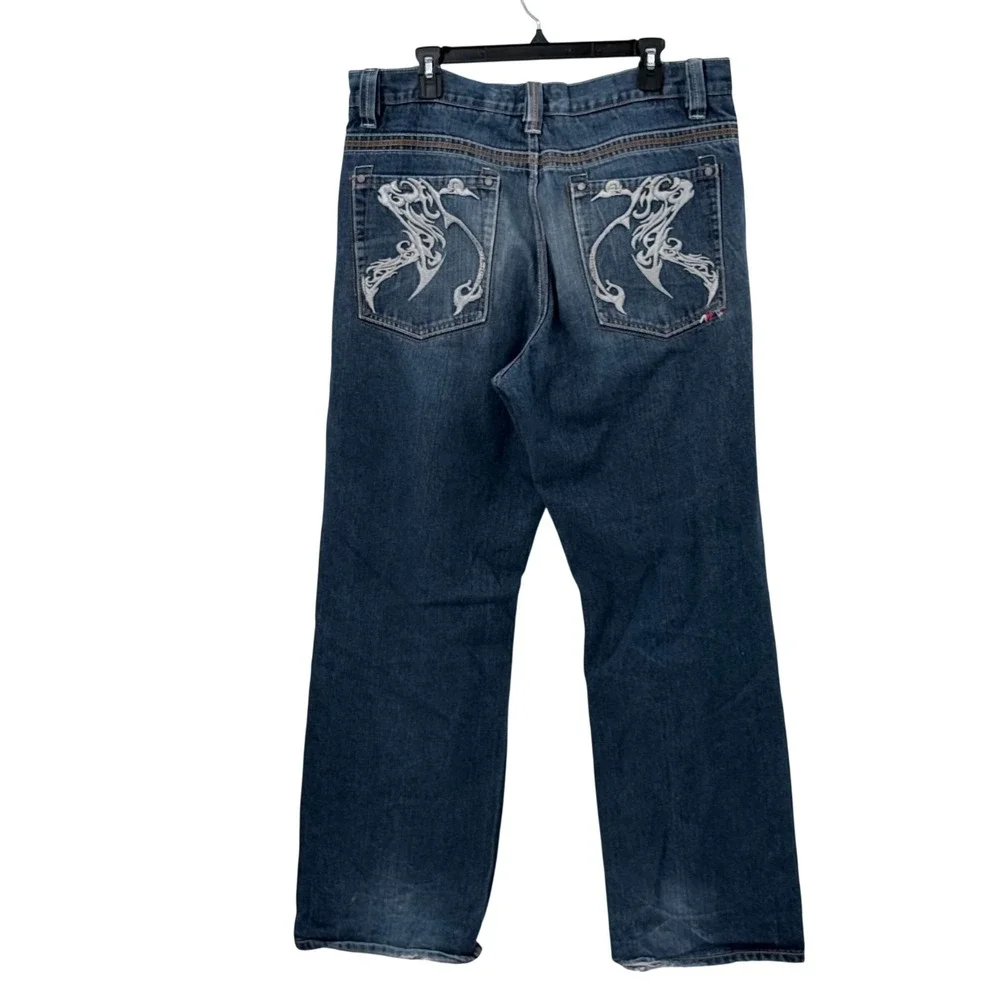 Coogi Mens Embroidered Back Pocket Jeans Blue Medium Wash Denim 38x32 Streetwear